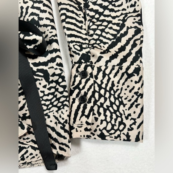 TOPSHOP Women’s Zebra Animal Print Draped Ribbon Side Tie Wrap Blouse Size‎ 2 - Picture 7 of 14